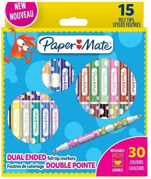 Pisaki Kids Colouring dwustronne zmywalne 30 kol. 15szt Paper Mate
