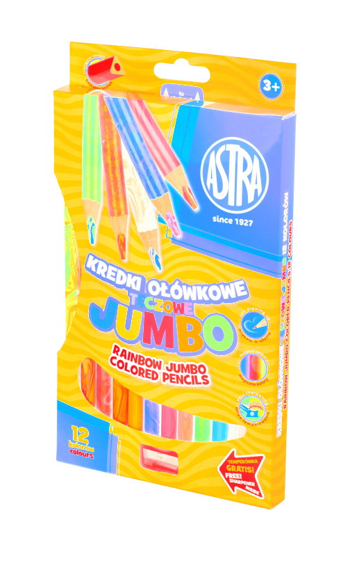 Kredki ołówkowe trójkątne Astra Jumbo tęczowe 12kol 312118002
