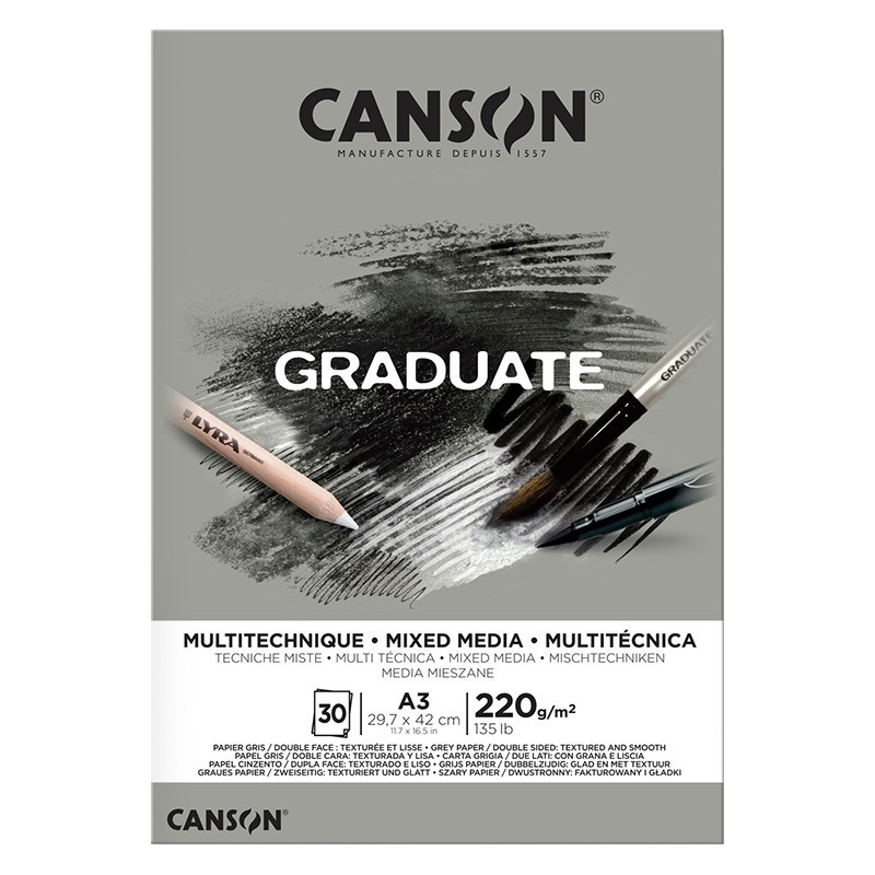 Blok A3/20k Mixed-Media Grey 220g Canson Graduate