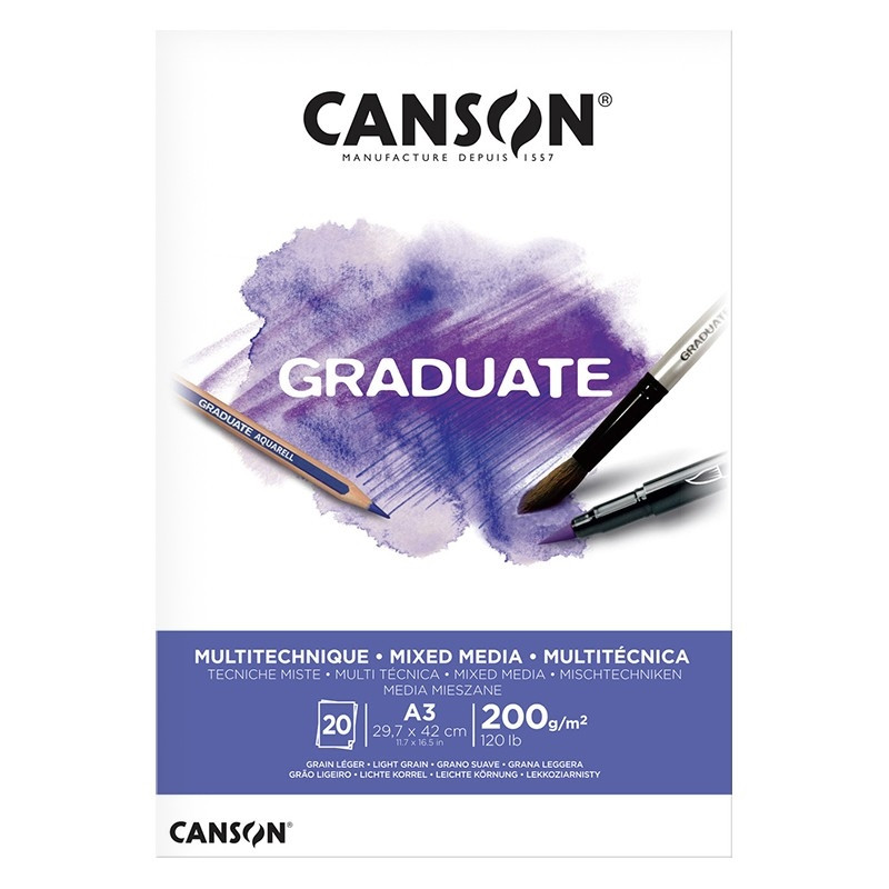 Blok A3/20k Mixed-Media White 200g Canson Graduate