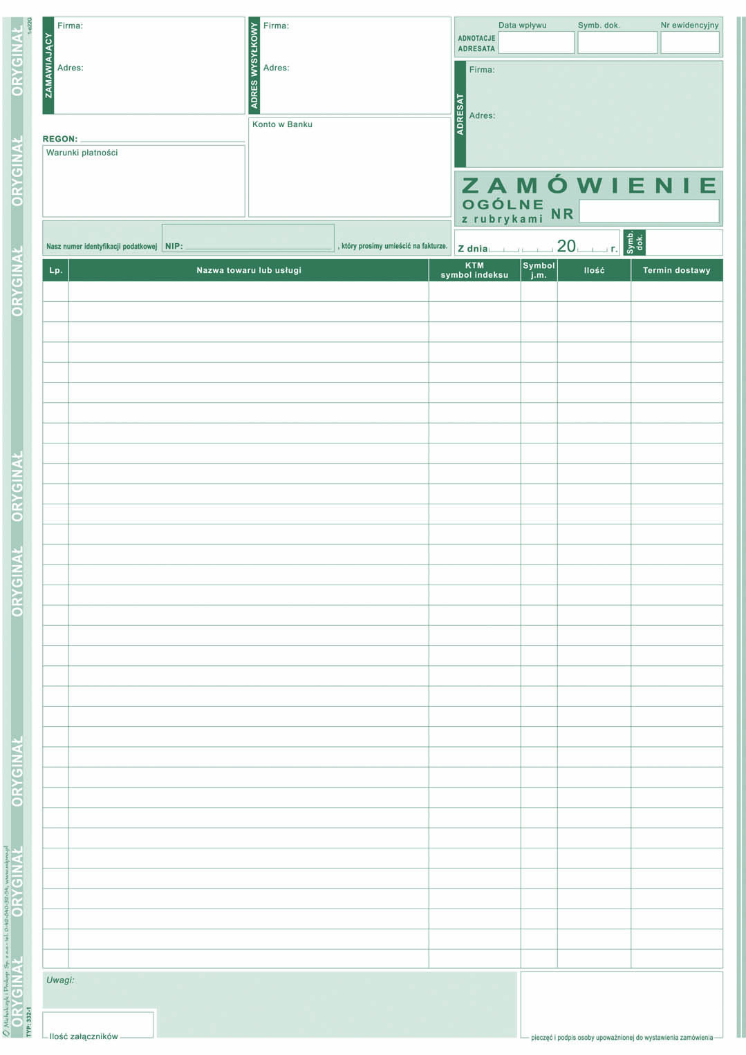 Zamówienie ogólne MiP 332-1 A4