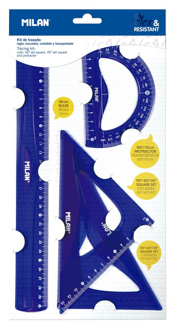 Zestaw linijek na blistrze 4szt Milan