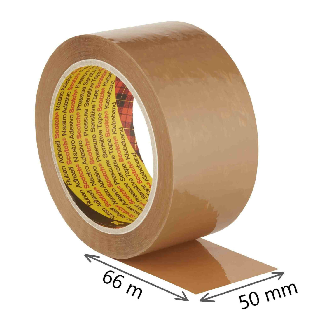 Taśma klejąca pakowa 3M Scotch 371 kauczukowa brązowa 50mm x 66m 1 rolka