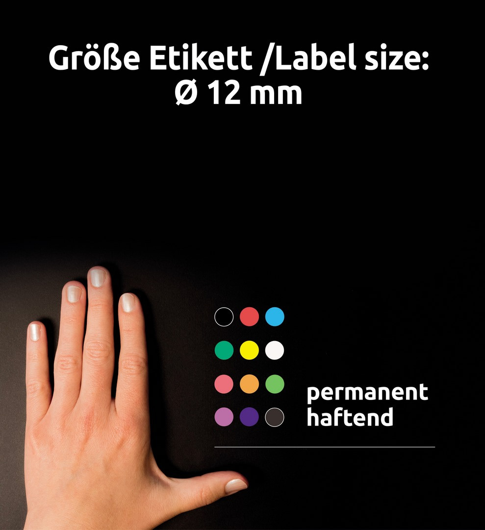 Etykieta biurowa Kropki (koła) śr. 12mm (270szt.) fluo pomarańcz 3148 Avery