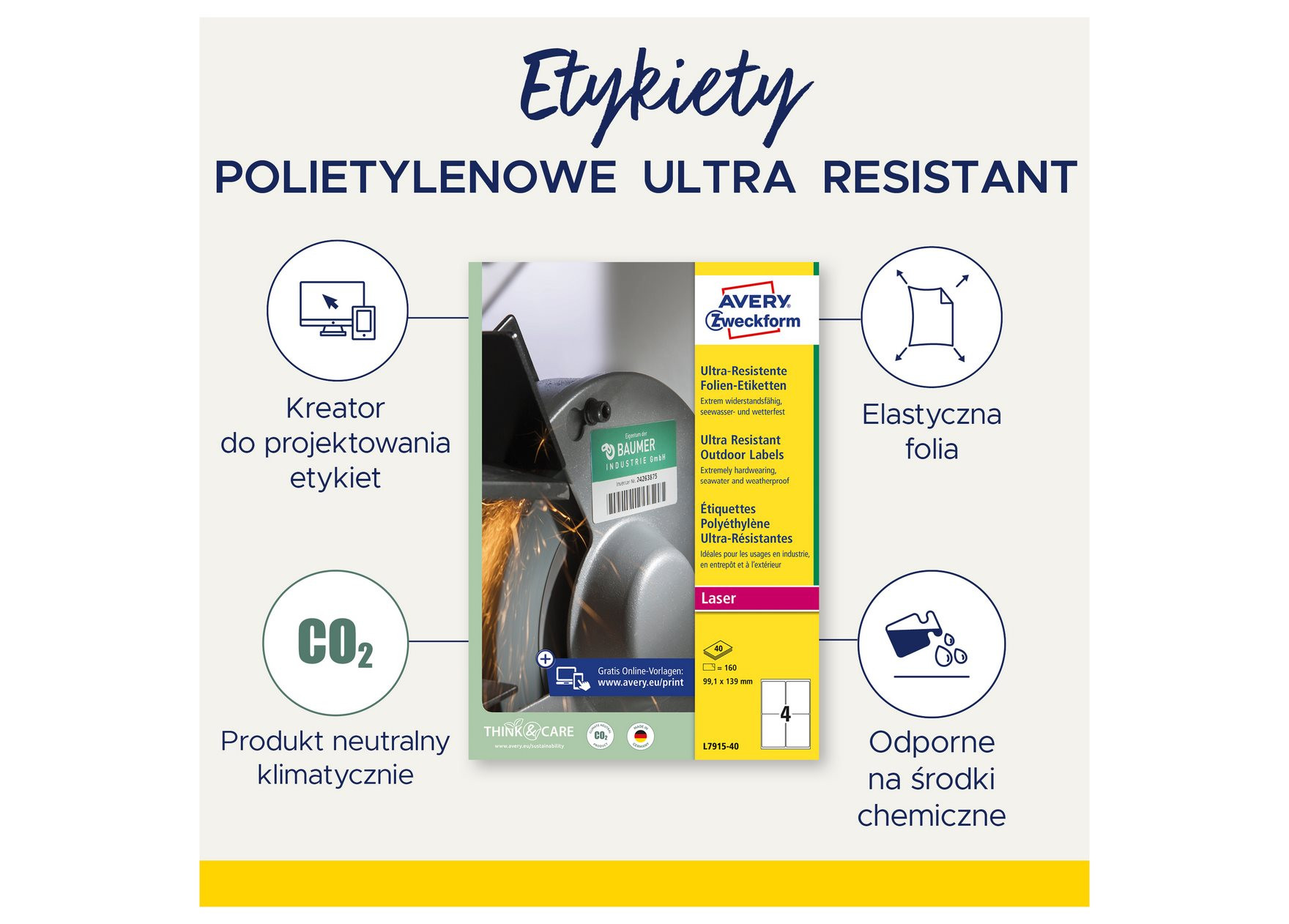 Etykiety polietylenowe ultra resistant 45,7x21,2 mm