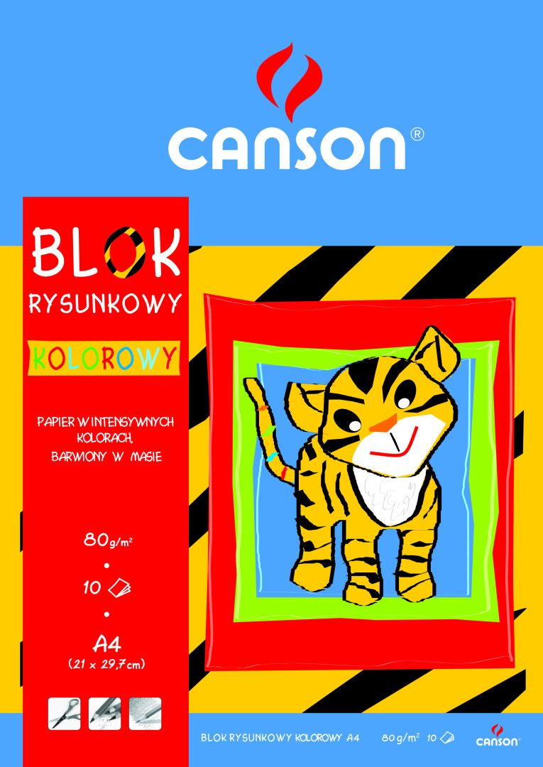 Blok rysunkowy Canson A4/10k. 80g. kolorowy