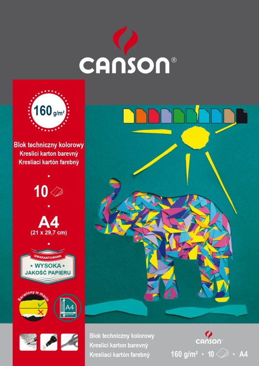 Blok techniczny Canson  A4/10k. 160g. kolorowy