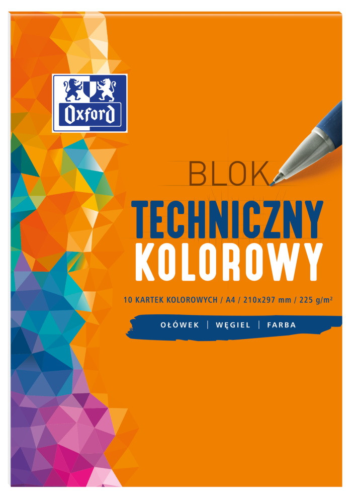 Blok techniczny Oxford A4/10k kolor 225g
