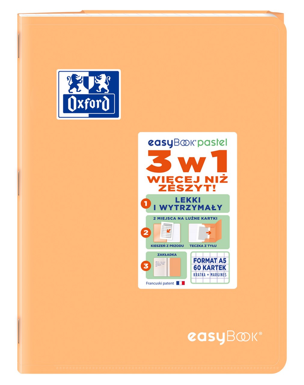 Zeszyt w kratkę Oxford EASYBOOK PASTEL A5/60k MIX