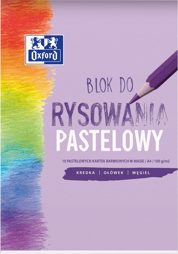 Blok rysunkowy A4/10k Oxford 100g kolory pastelowe
