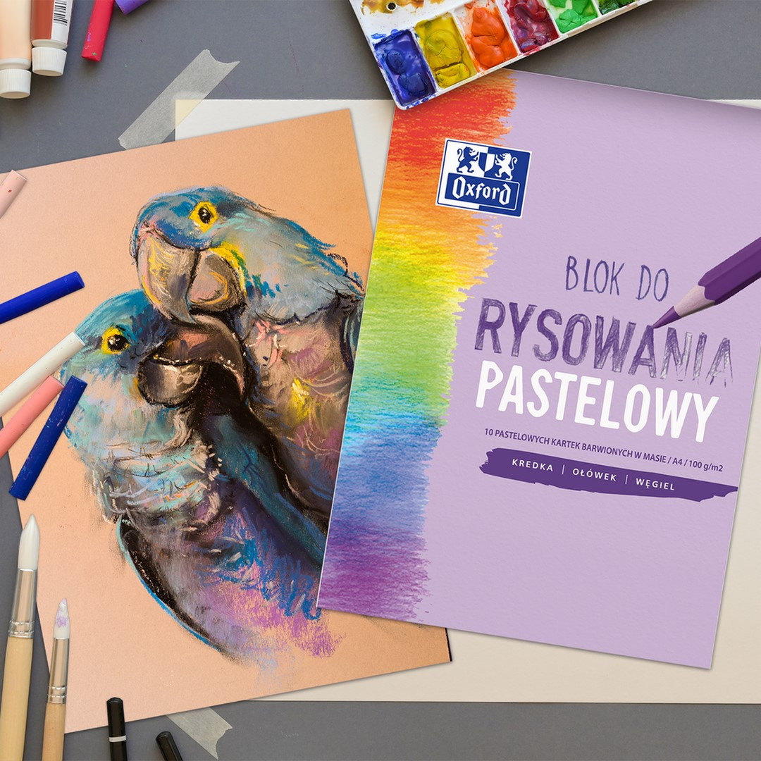 Blok rysunkowy A4/10k Oxford 100g kolory pastelowe