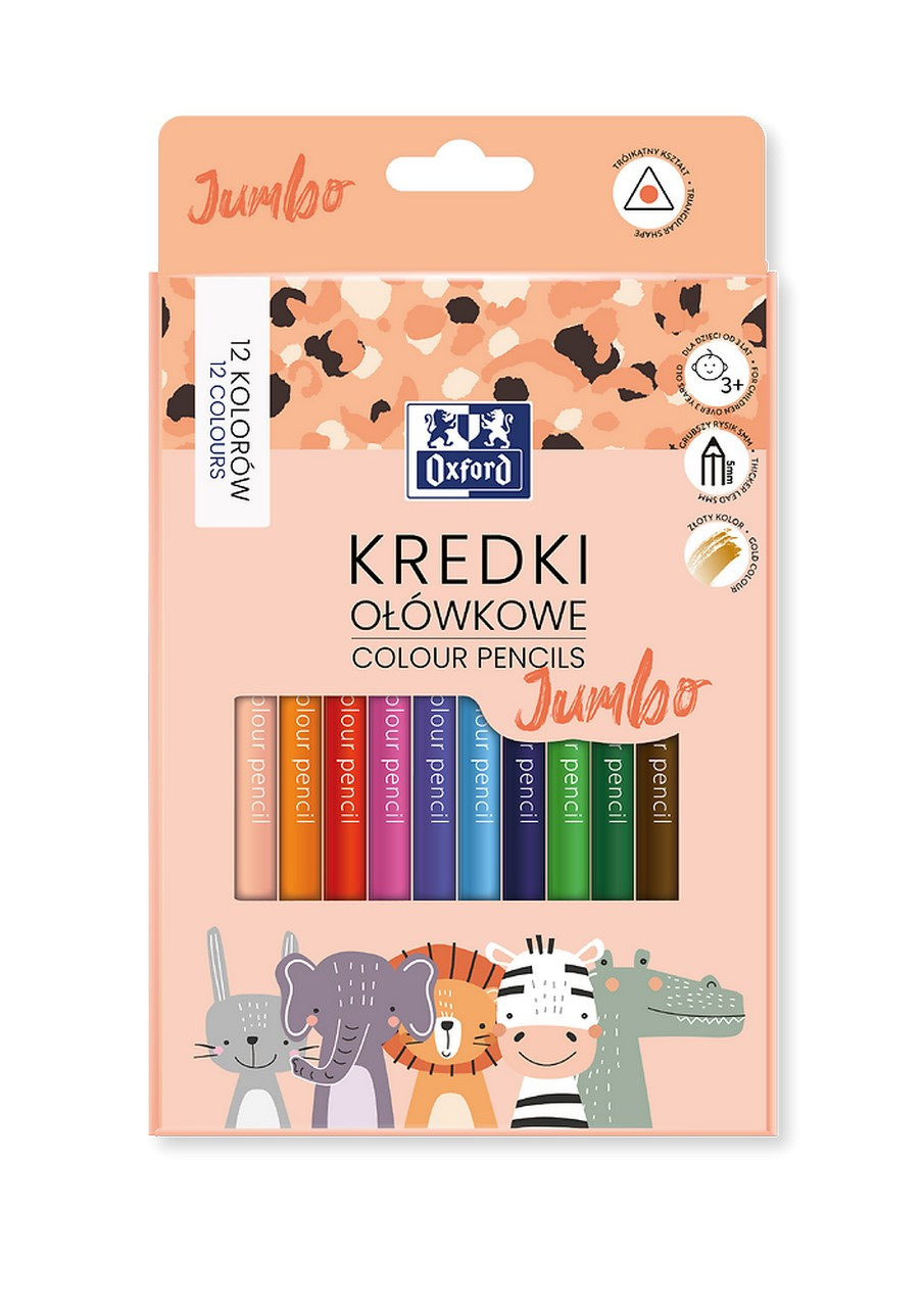 Kredki ołówkowe Oxford Kids Jumbo 12 kolorów