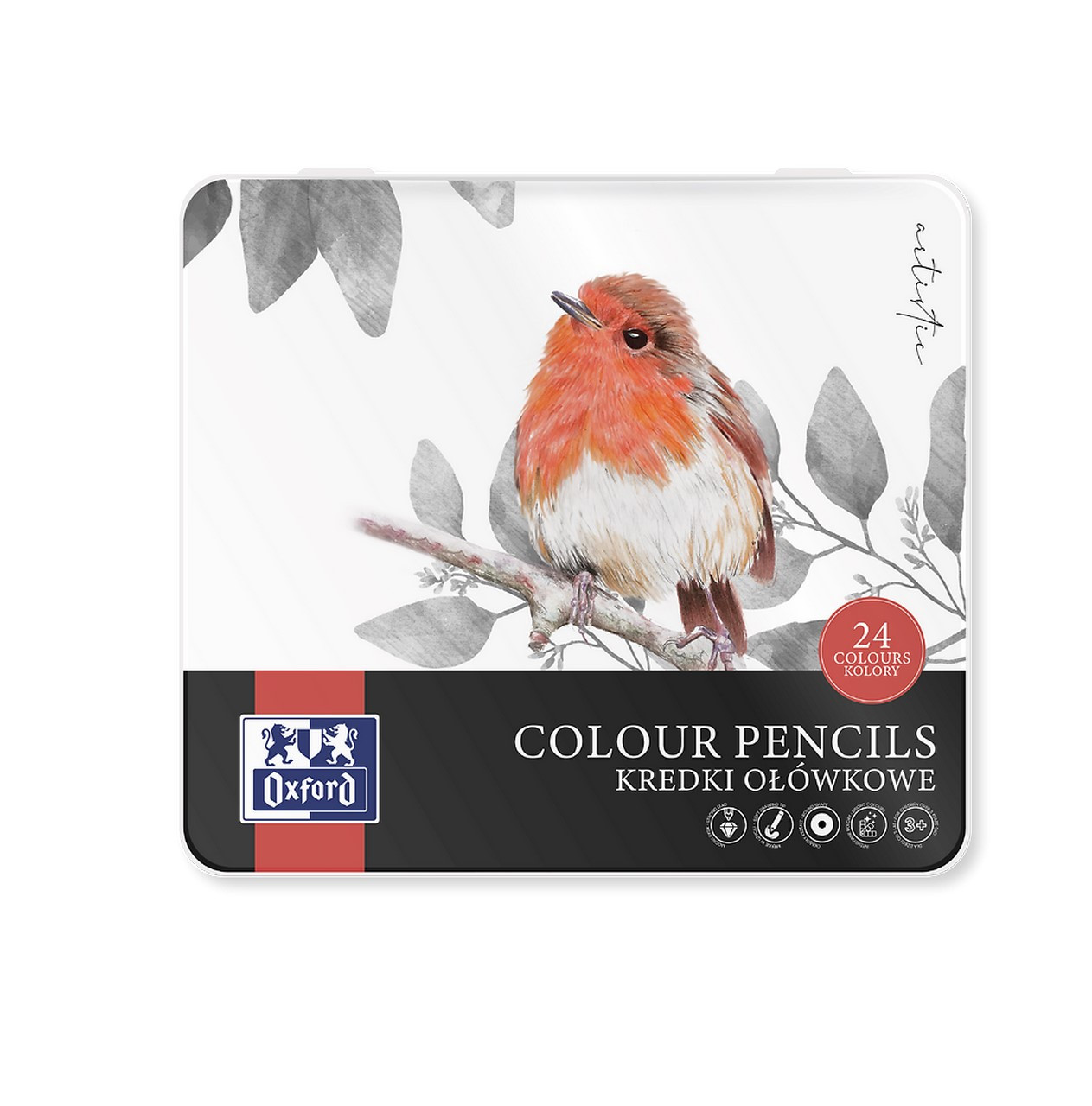 Kredki ołówkowe Oxford 24 kolory metal box