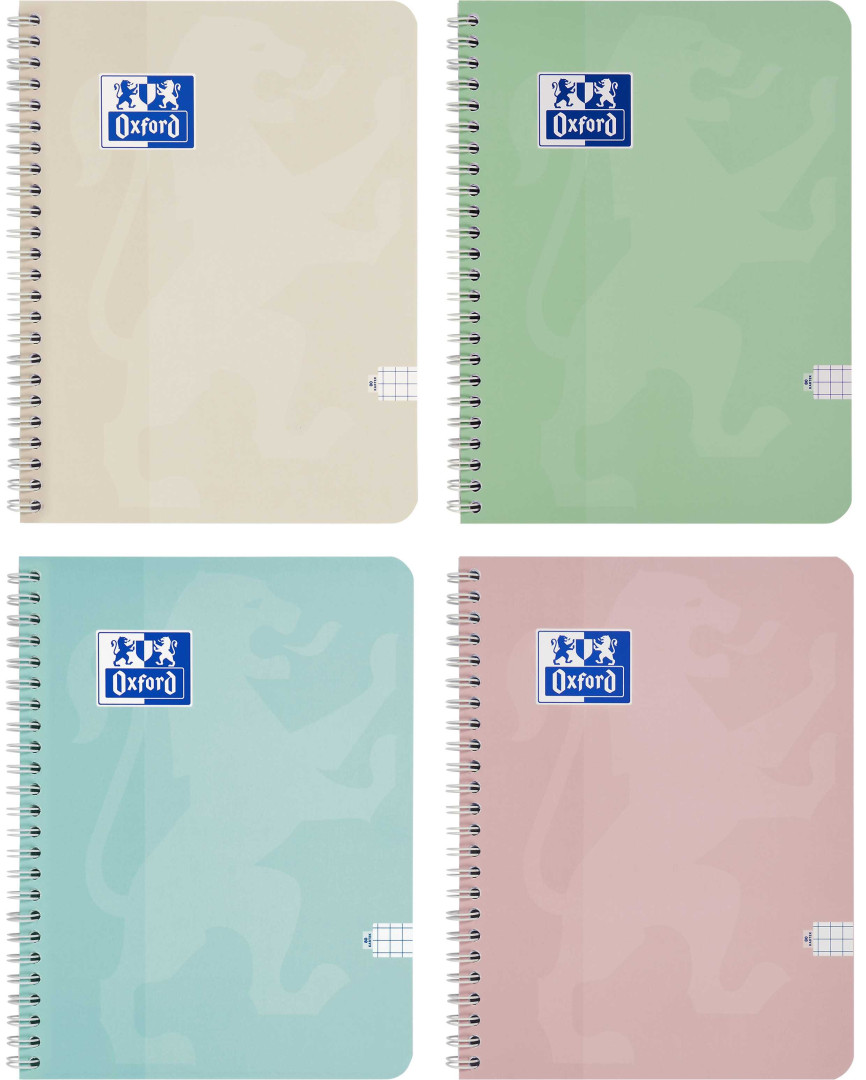 Kołozeszyt Oxford Touch Pastel A4/80k kratka 2 spirale 90g