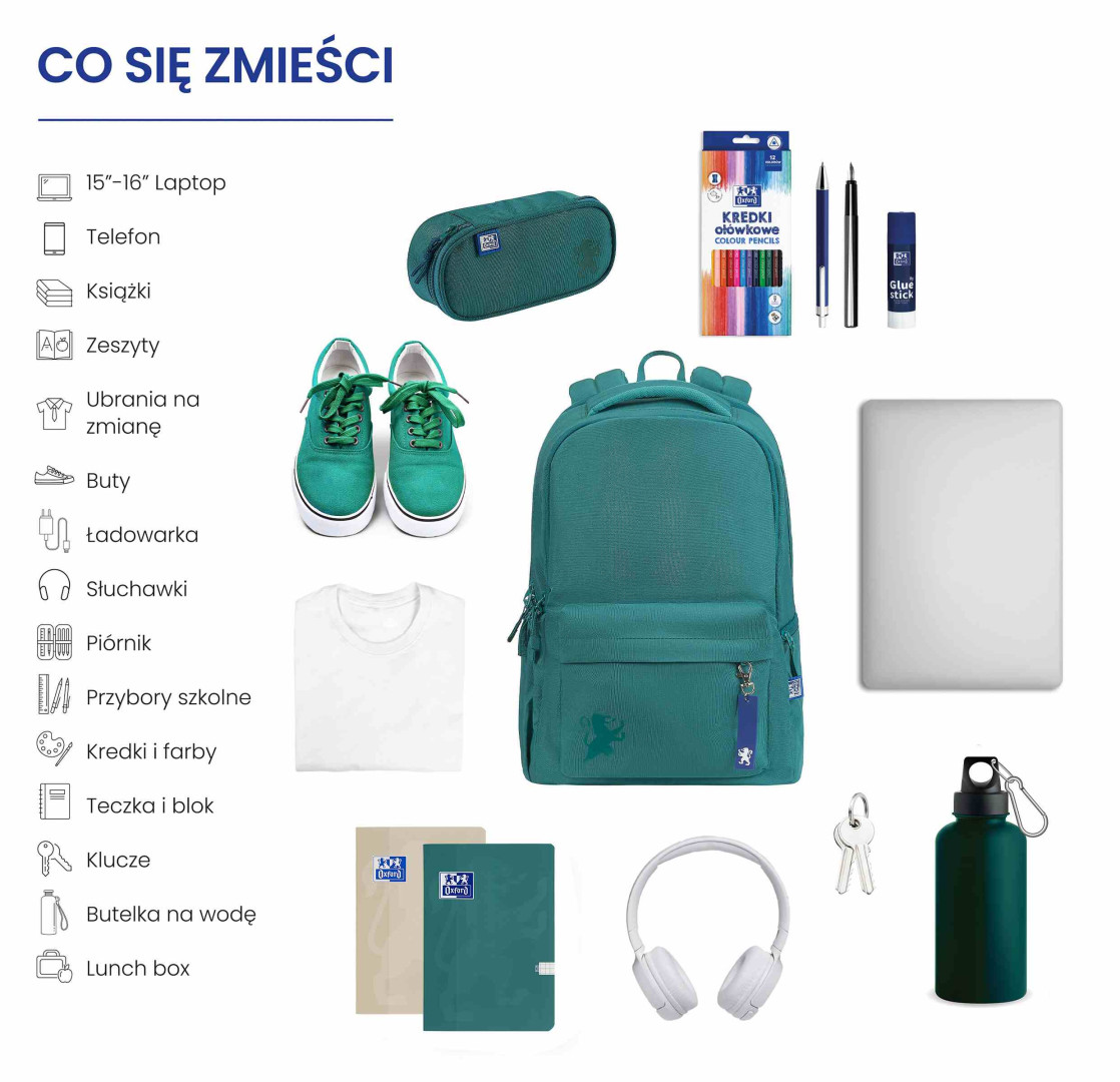 Plecak szkolny Oxford ciemnozielony