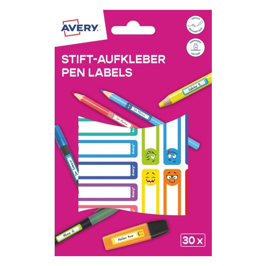 Naklejki na przybory do pisania 50x10 30szt buźki RESMI30S Avery