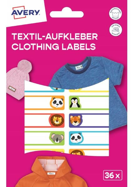 Naklejki na ubrania 45x13 36szt zwierzątka ETVET36A Avery