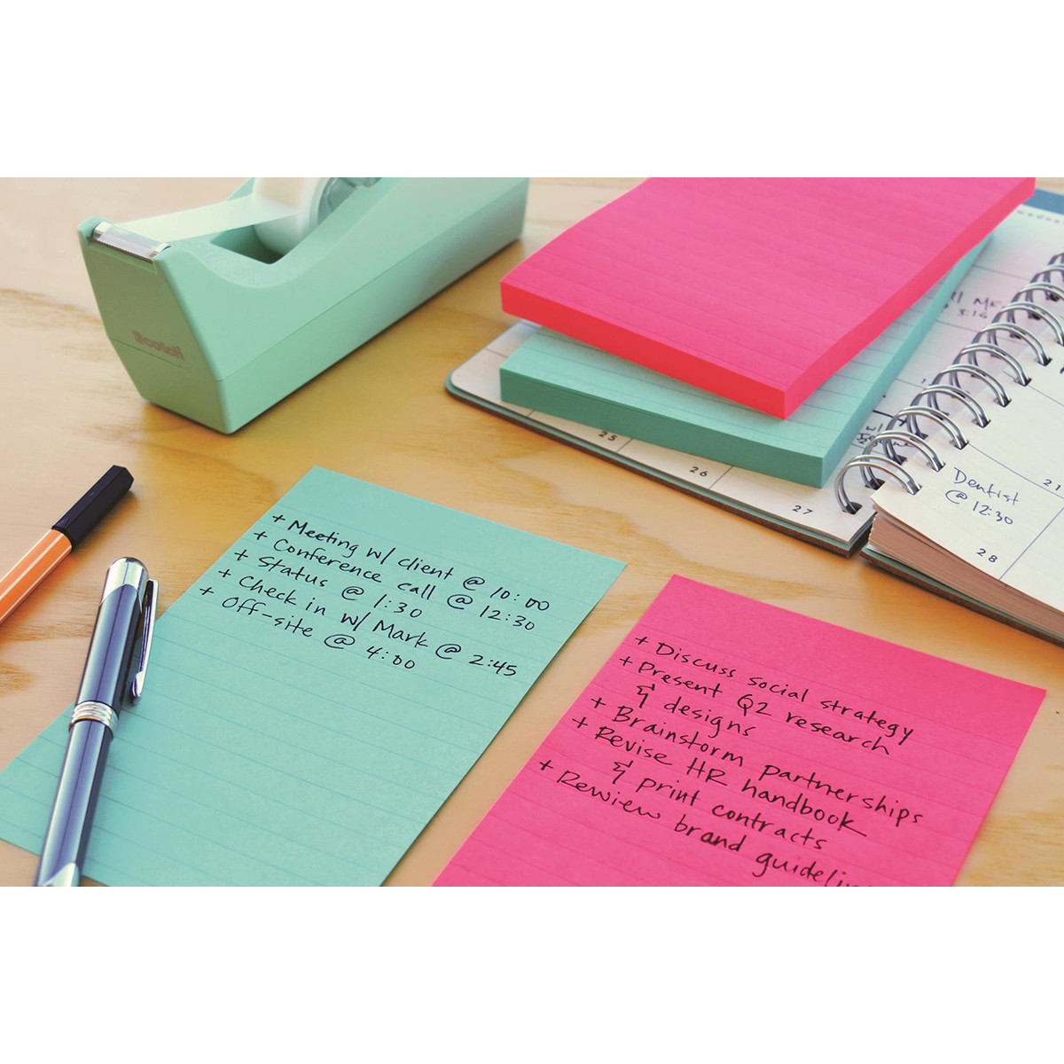 Karteczki samoprzylepne Post-it Super Sticky, 9x90 kolorowych karteczek (3x90k: 101x152 mm, 6x90k: 76x76 mm)