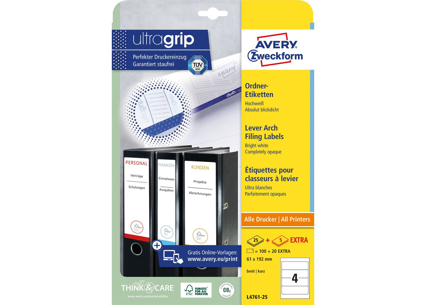 Etykiety na segregatory Avery Zweckform 61x192 mm