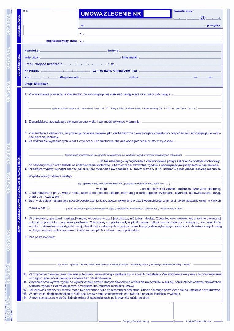 Umowa zlecenie MiP 511-1U A4