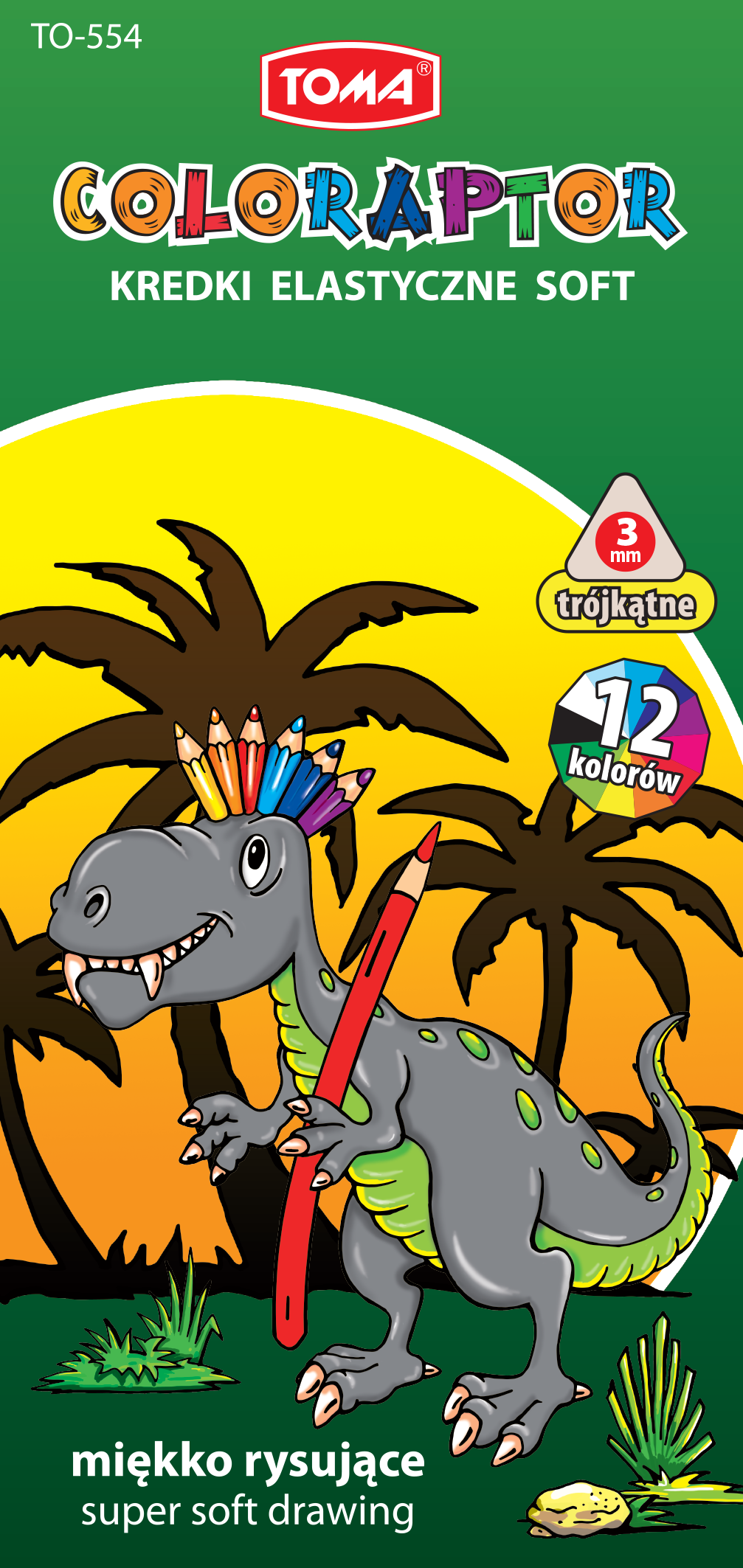 Kredki szkolne elastyczne Toma Coloraptor 12kol.