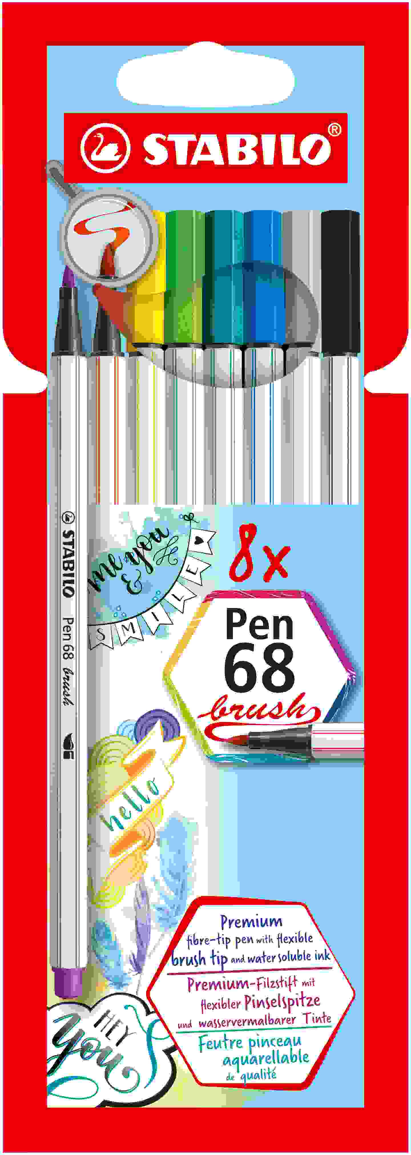 Flamastry pędzelkowe Stabilo Pen 68 brush etui 8szt