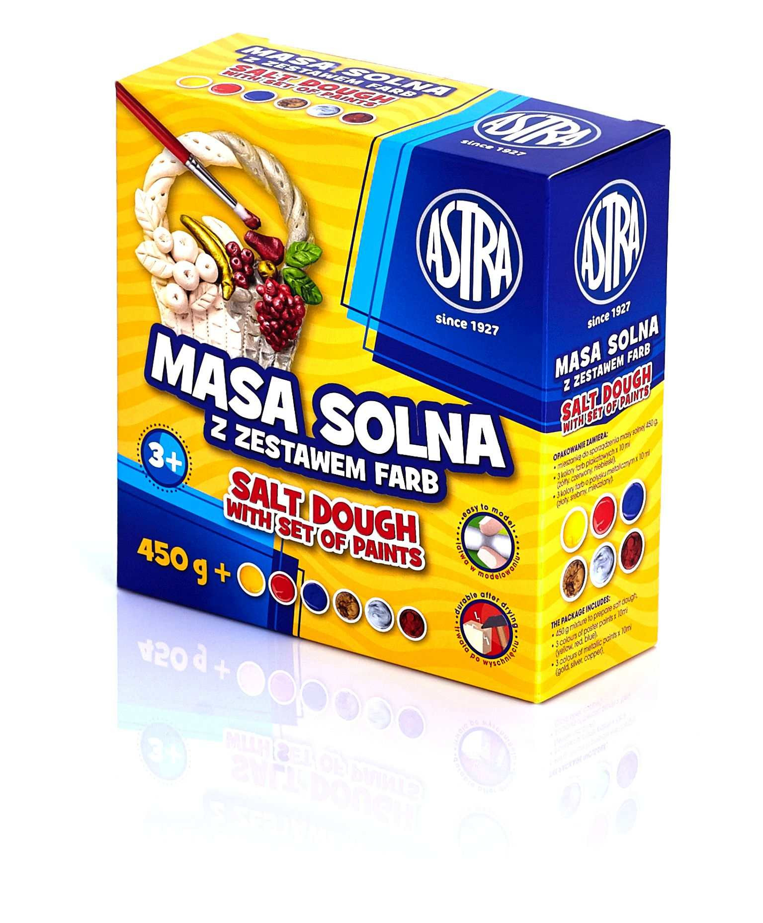 Masa solna  Astra 450g + 6 kolorów farb do malowania