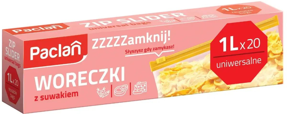 Woreczki uniwersalne z suwakiem 1L 20szt Paclan