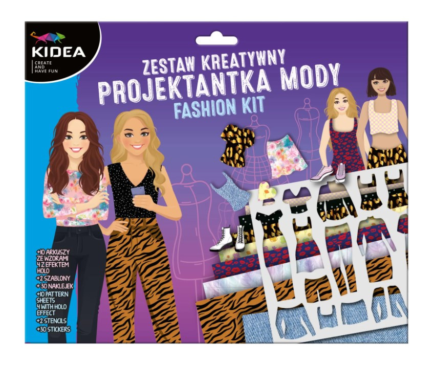 Zestaw kreatywny Projektantka z szablonami- 10 arkuszy Kidea Derform