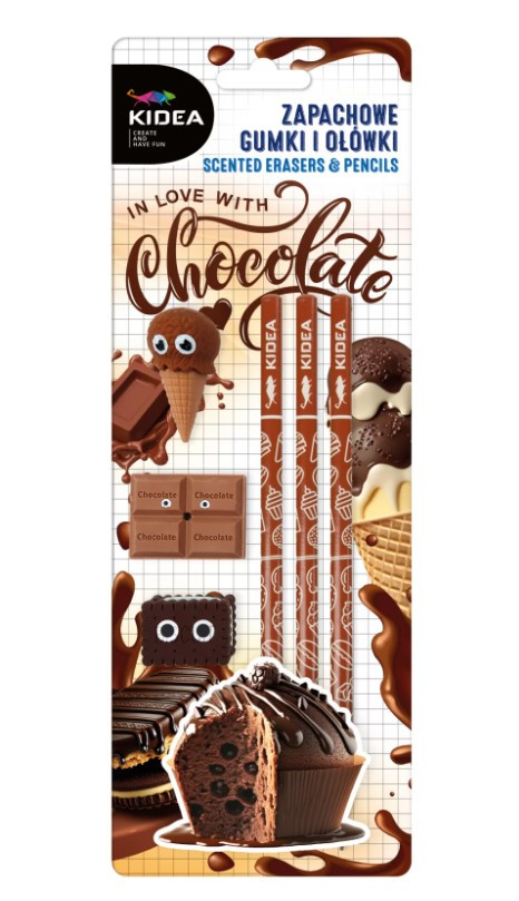 Zapachowe gumki i ołówki czekolada Kidea ZAGOCKA Derform