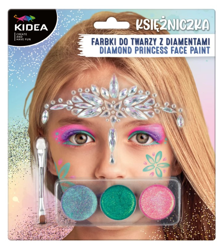 Farbki do twarzy zestaw Księżniczka z diamentami Kidea FDTZKDKA Derform