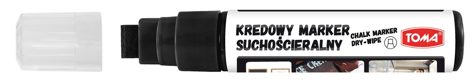 Marker kredowy suchościeralny 8x15mm TO-294 czarny Toma