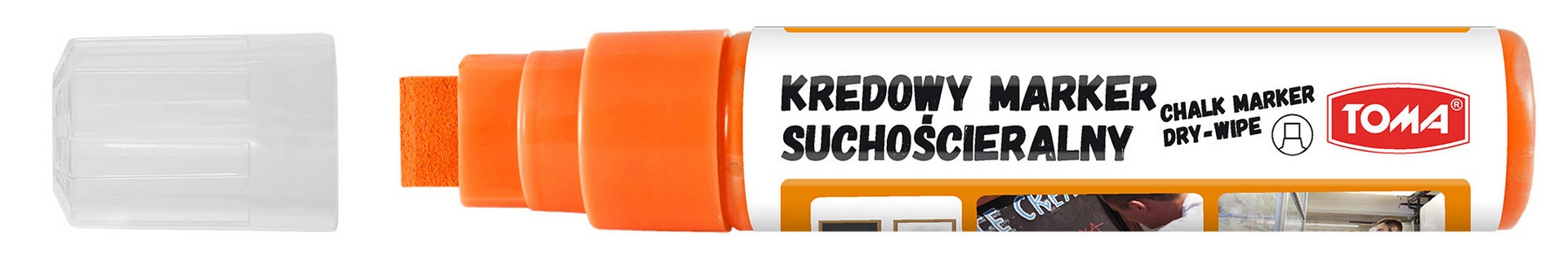 Marker kredowy suchościeralny 8x15mm TO-294 pomarańczowy Toma