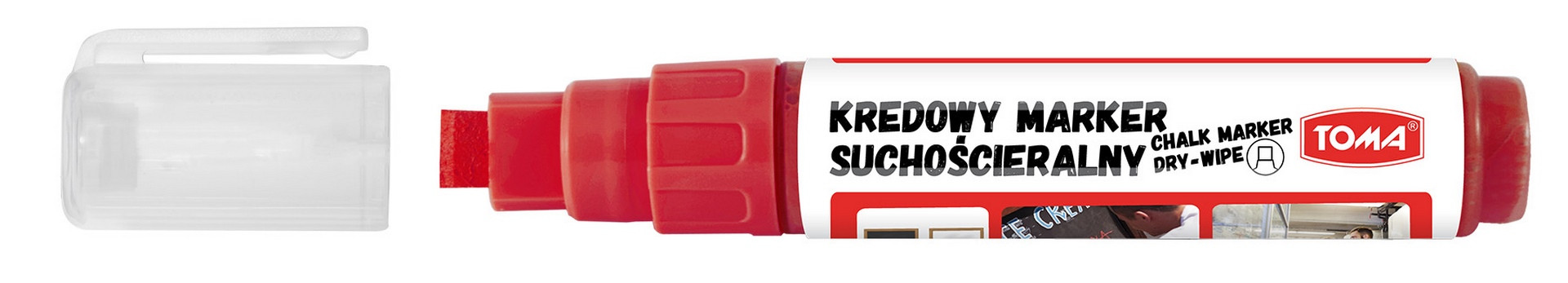 Marker kredowy suchościeralny 5x8mm TO-295 czerwony TOMA