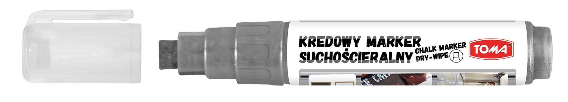 Marker kredowy suchościeralny 5x8mm TO-295 srebrny Toma