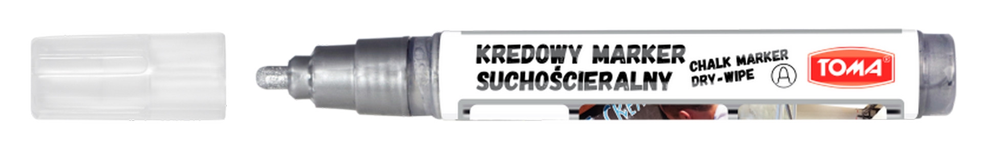 Marker kredowy suchościeralny 4,5mm TO-296 srebrny Toma