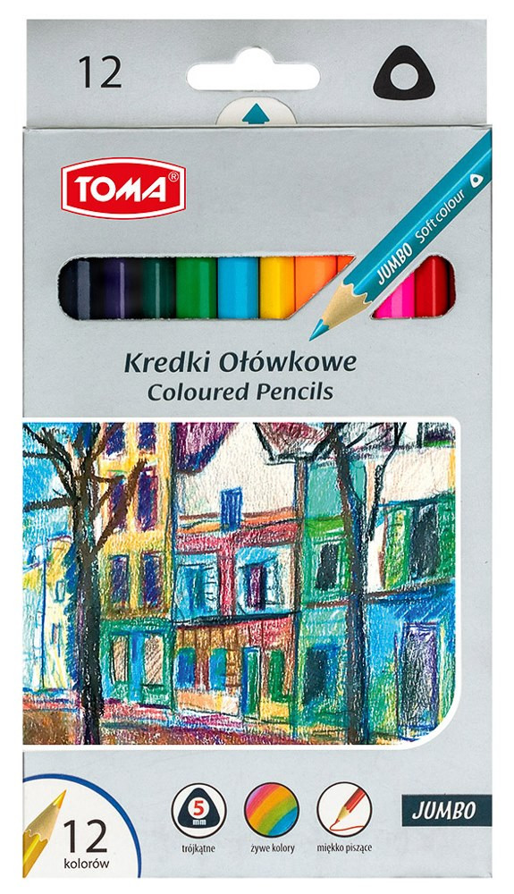 Kredki ołówkowe trójkątne Jumbo Toma TO-540 12kol