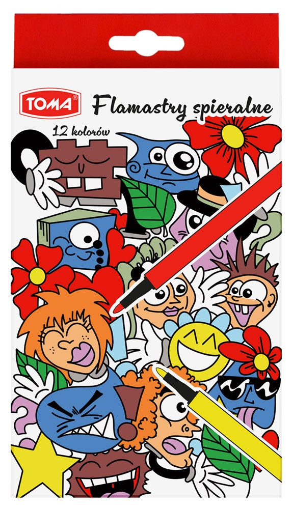 Pisaki zmywalne 12kol. Faces Toma TO-591