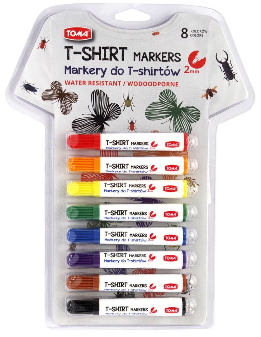 Markery wodoodporne do T-shirtów 8 kolorów Toma