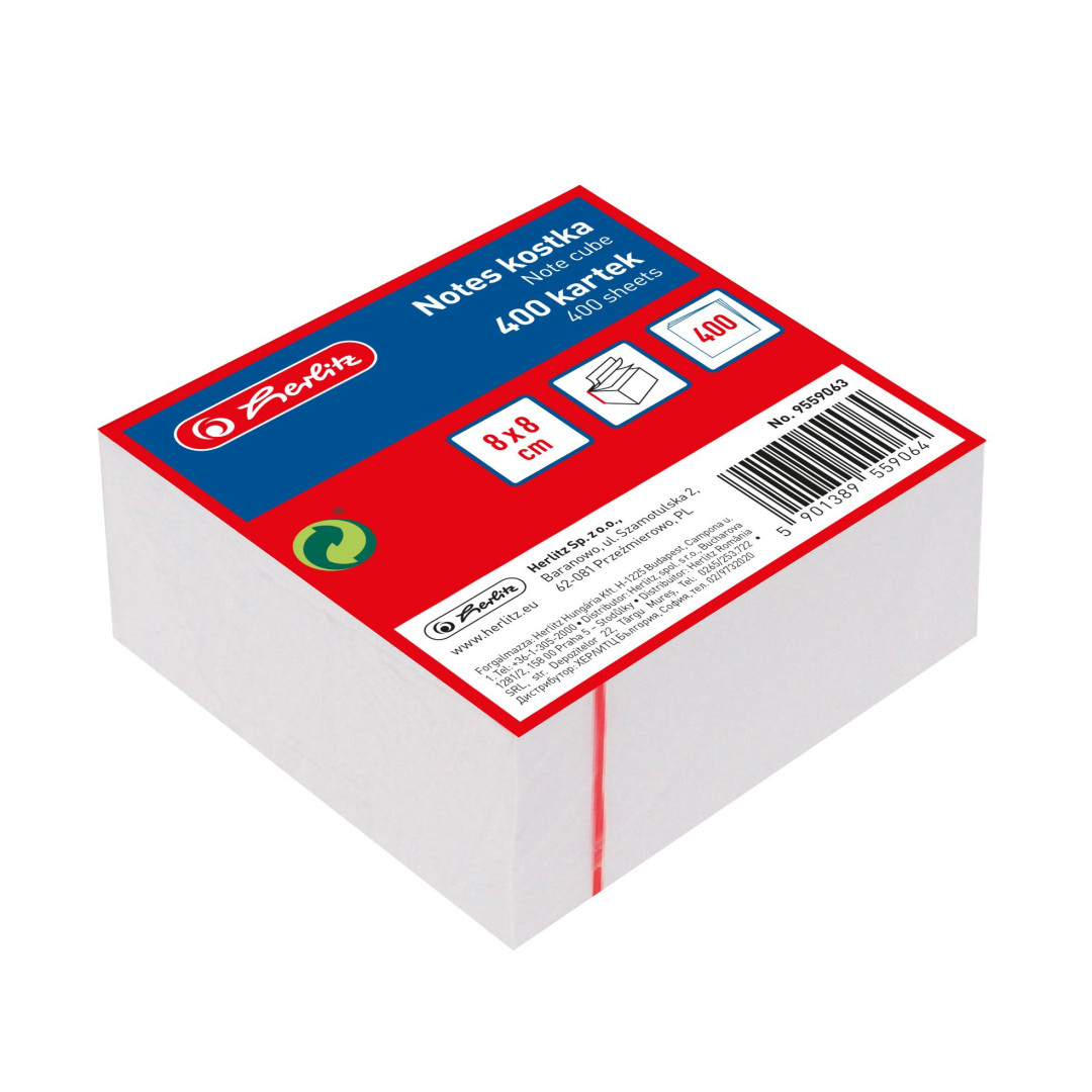 Notes kostka 8x8cm 400k biały 9559063 Herlitz