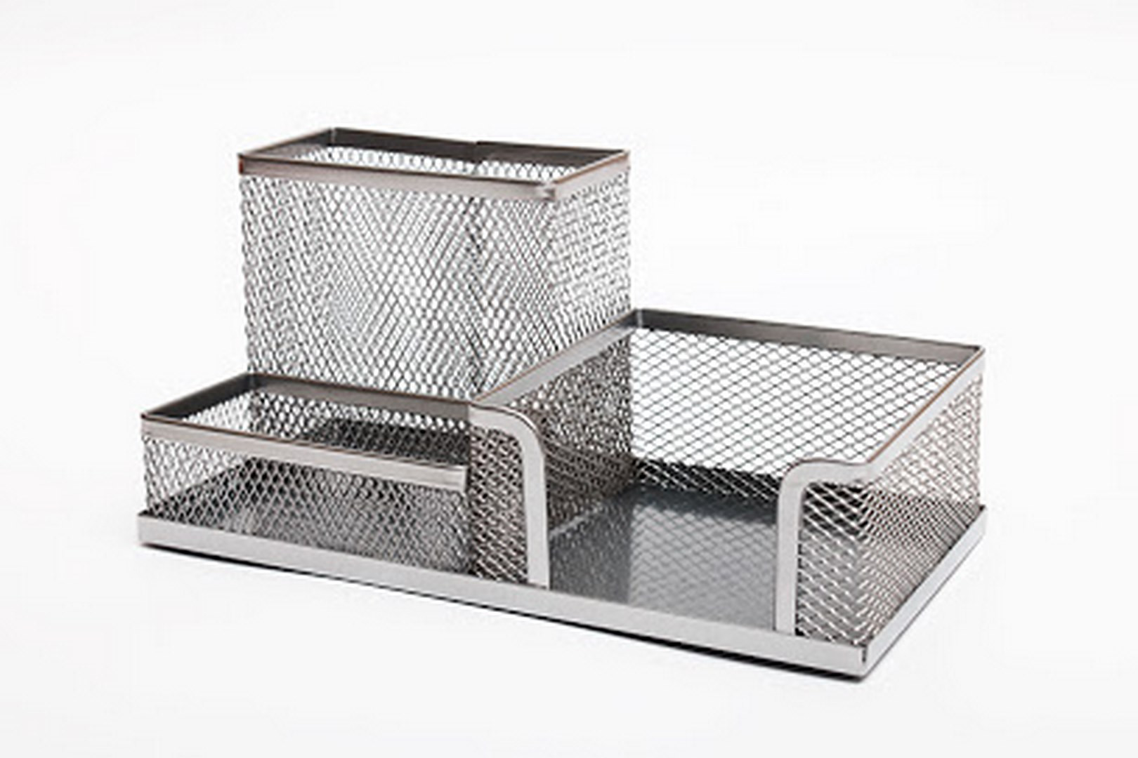 Przybornik z siatki biurkowy 3A srebrny TRES (204x104x100mm)