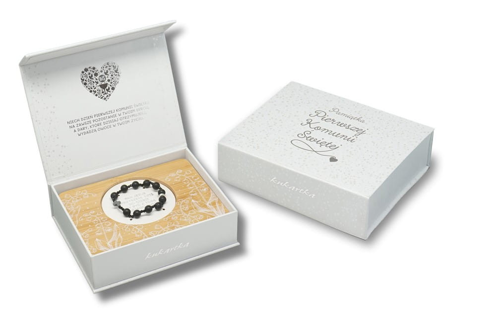 Bransoletka Różaniec ROZ-002 czarny I Komunia Passion Cards