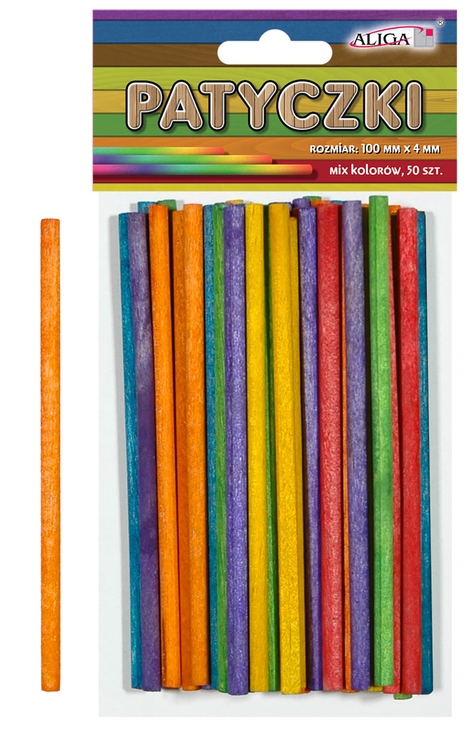 Patyczki kolorowe PK-0135 100x4mm 50szt. Aliga