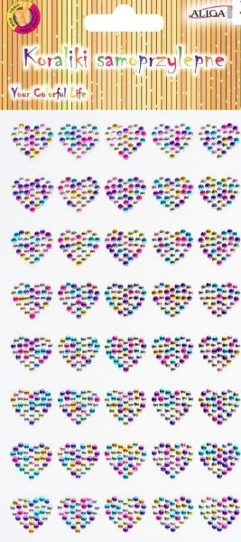 Dżety, kryształki samoprzylepne kolorowe serca JET-3170 Aliga