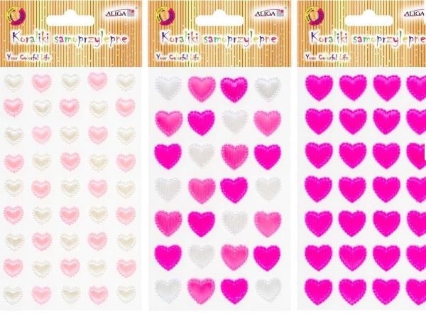 Dżety, kryształki samoprzylepne różowe serca mix JET-3187 Aliga