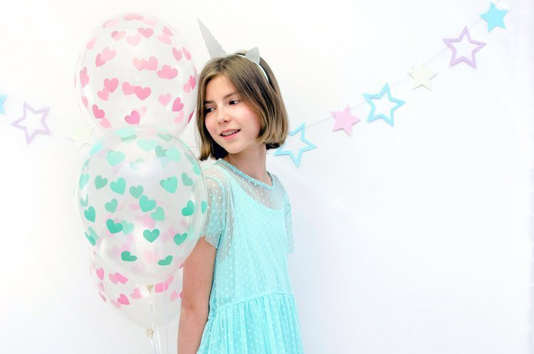 Balony gumowe 30cm Serduszka Crystal Clear 6szt SB14C-228-099P-6 PartyDeco