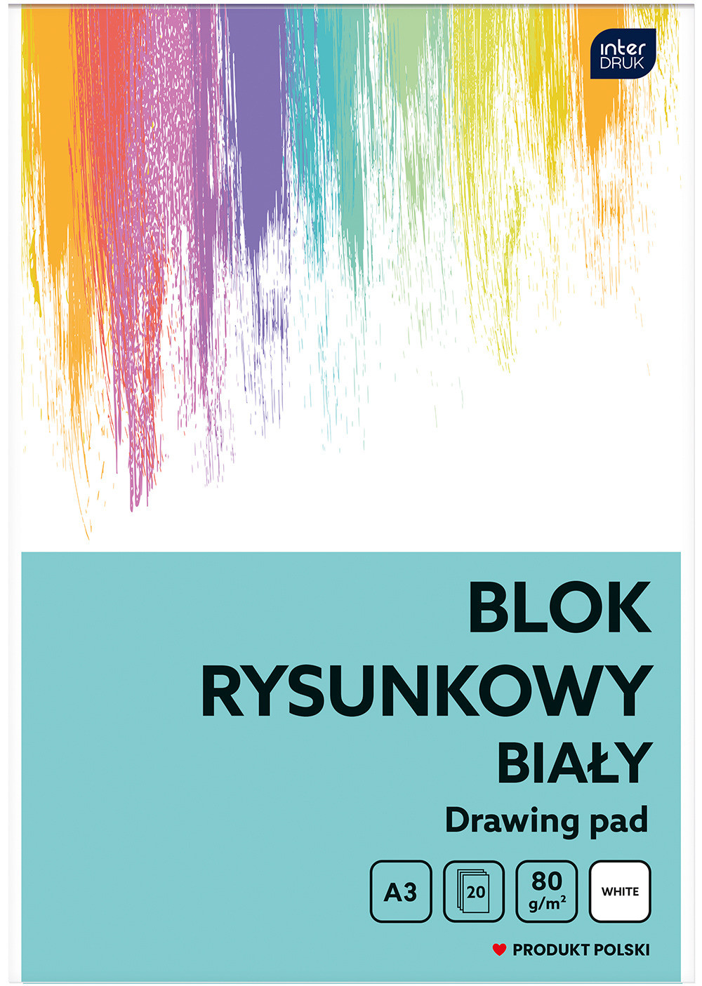 Blok rysunkowy A3, 80g, 20 kartek, Interdruk