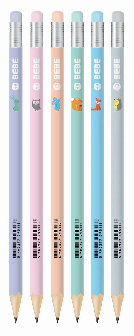 Ołówek z gumką  IBB B&B kids pastel Interdruk
