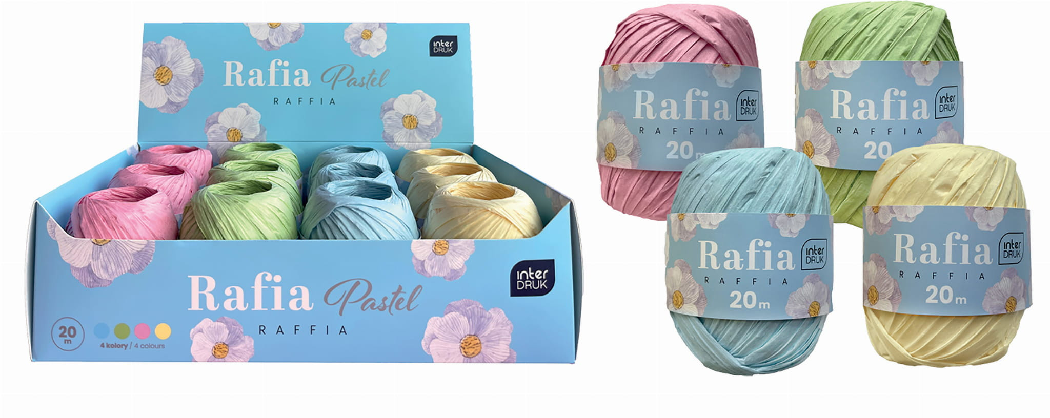 Rafia na szpulce 20m pastel Interdruk