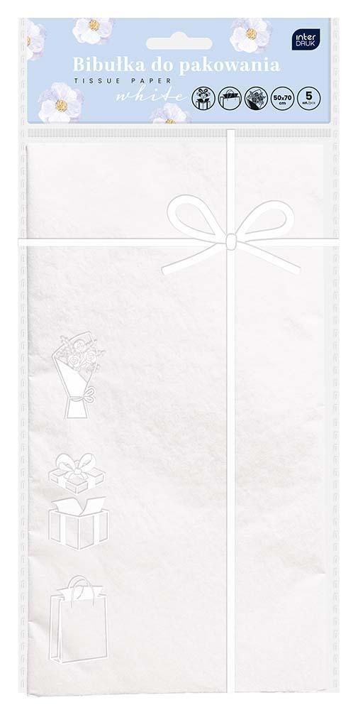 Bibułka do pakowania prezentów 50x70 biała Interdruk